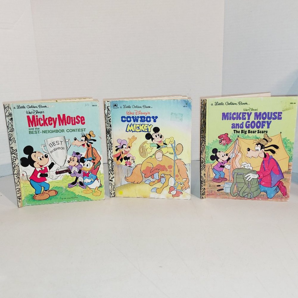 Vtg Little Golden Books Walt Disney's Mickey Mouse lot of 3